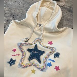 Aelfric Eden Star Embellished Cream Hoodie. Size L. Fits like an XL. Like new